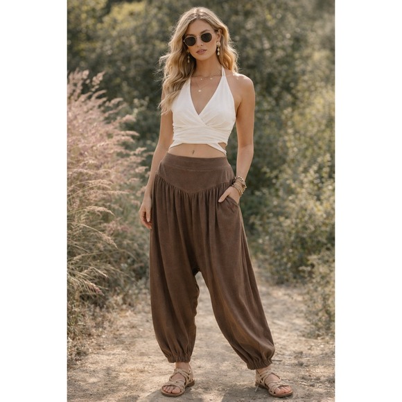 Free People Beach Other - Free People Beach Slouchy Harem Pants Brown XL